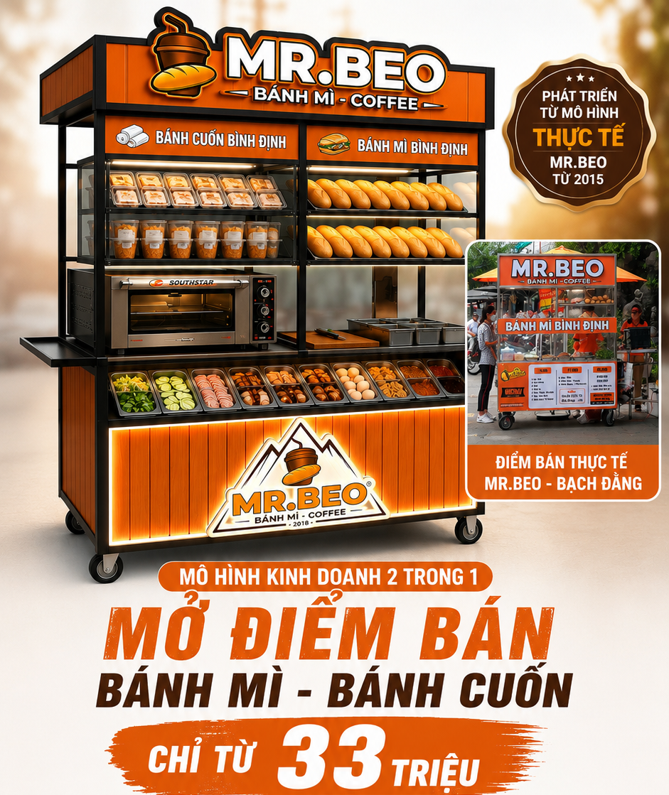 Mr.Beo hợp tác set up tủ bánh mì bánh cuốn